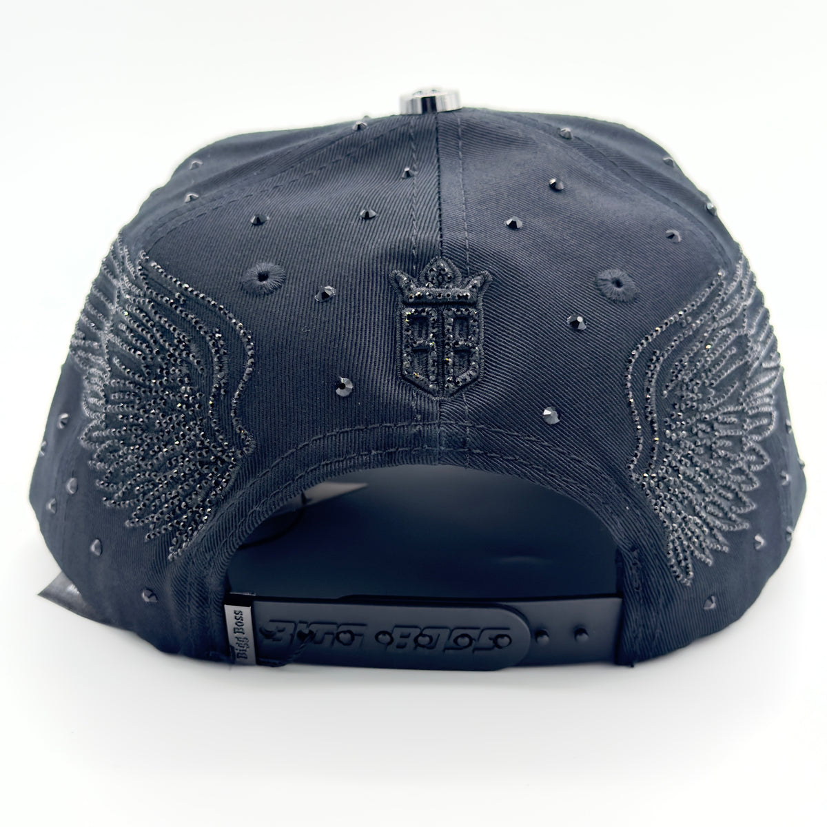 Black B Diamonded Luxury Elegant Angel Wings Cap