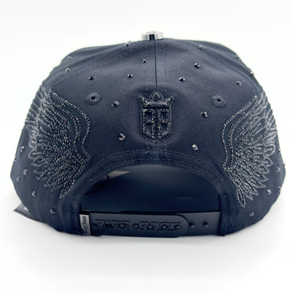 Black B Diamonded Luxury Elegant Angel Wings Cap