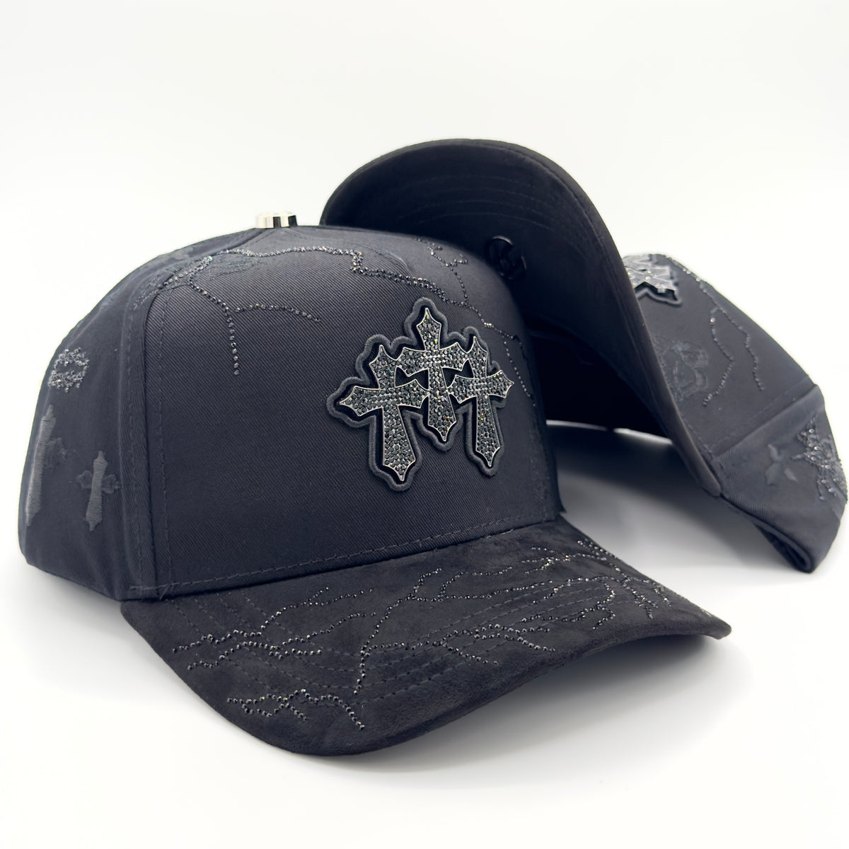Three Crosses Semi-Curved Diamonded Cap