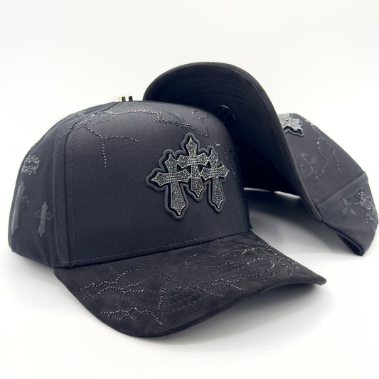 Three Crosses Semi-Curved Diamonded Cap