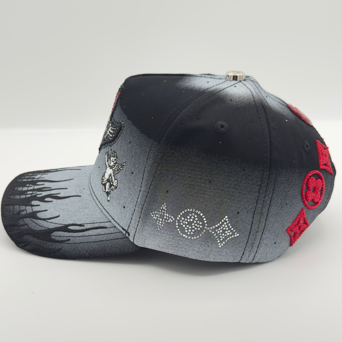 Black/Gray Diamonded H Luxury Elegant Semi-Curved Cap