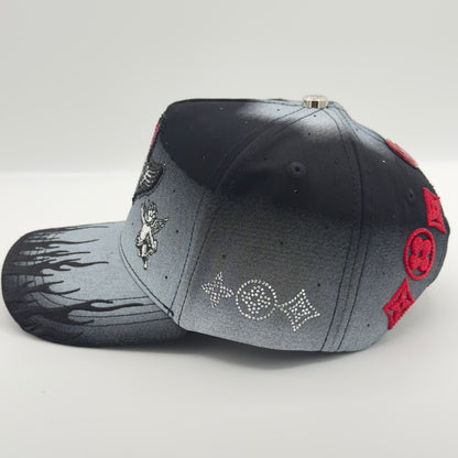Black/Gray Diamonded H Luxury Elegant Semi-Curved Cap