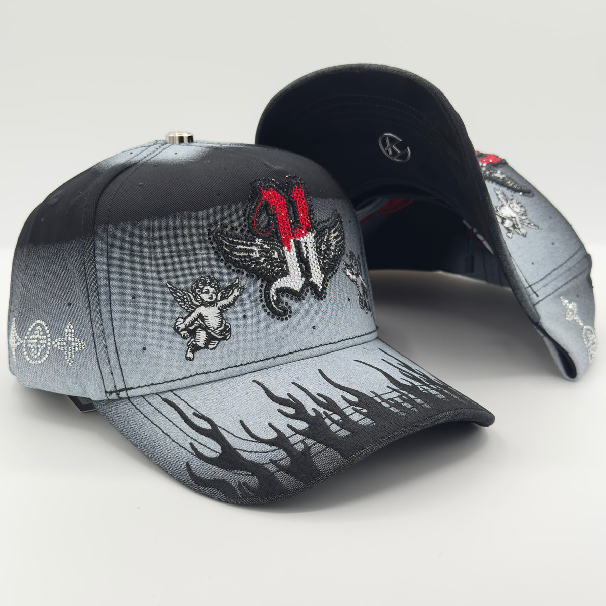 Black/Gray Diamonded H Luxury Elegant Semi-Curved Cap