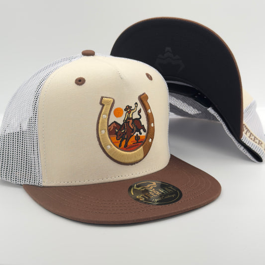 Beige/Brown Herradura Mesh Flat Cap