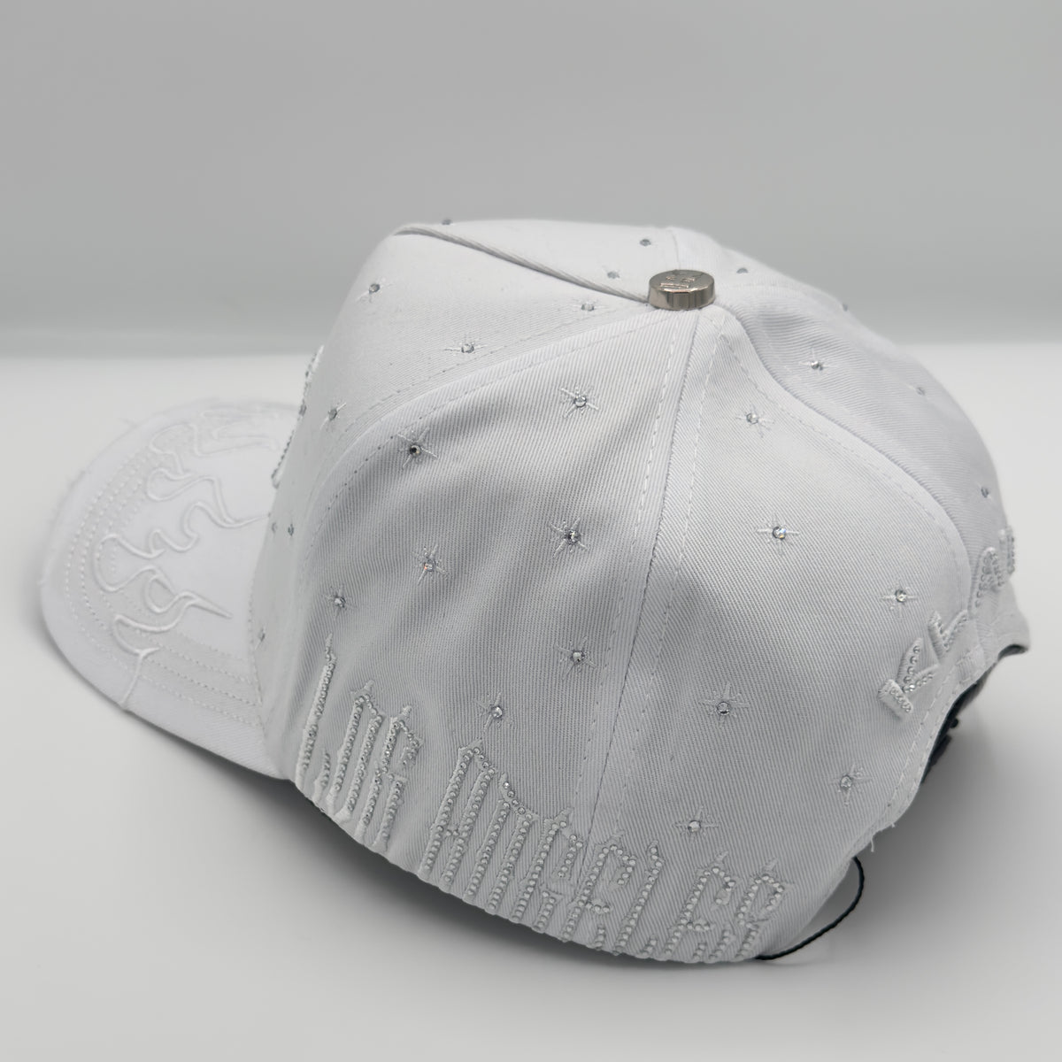 White LA Flames Diamonded Semi-Curved Cap