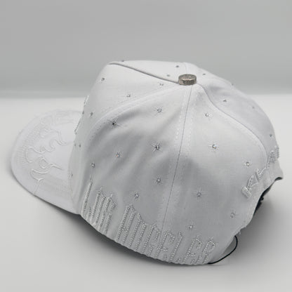 White LA Flames Diamonded Semi-Curved Cap