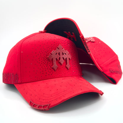 Three Red Crosses Diamonded Elegant Cap