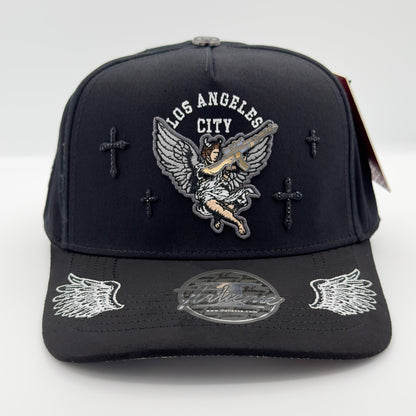 Black Los Angeles City Semi-Curved Cap