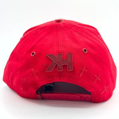 Three Red Crosses Diamonded Elegant Cap
