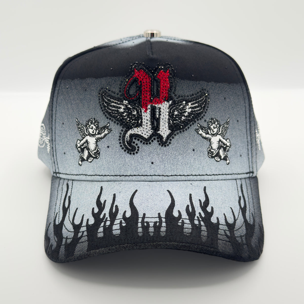 Black/Gray Diamonded H Luxury Elegant Semi-Curved Cap