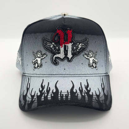 Black/Gray Diamonded H Luxury Elegant Semi-Curved Cap