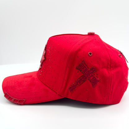 Three Red Crosses Diamonded Elegant Cap