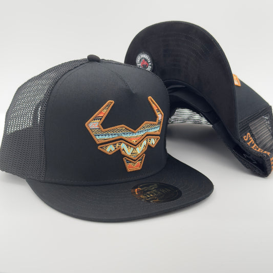 Western Style Steer Mesh Flat Cap