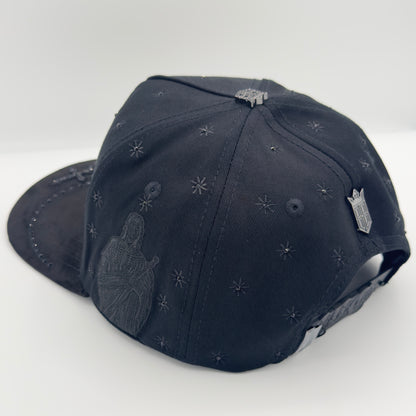 Black/Gray San Judas Diamonded Luxury Semi-Curved Cap