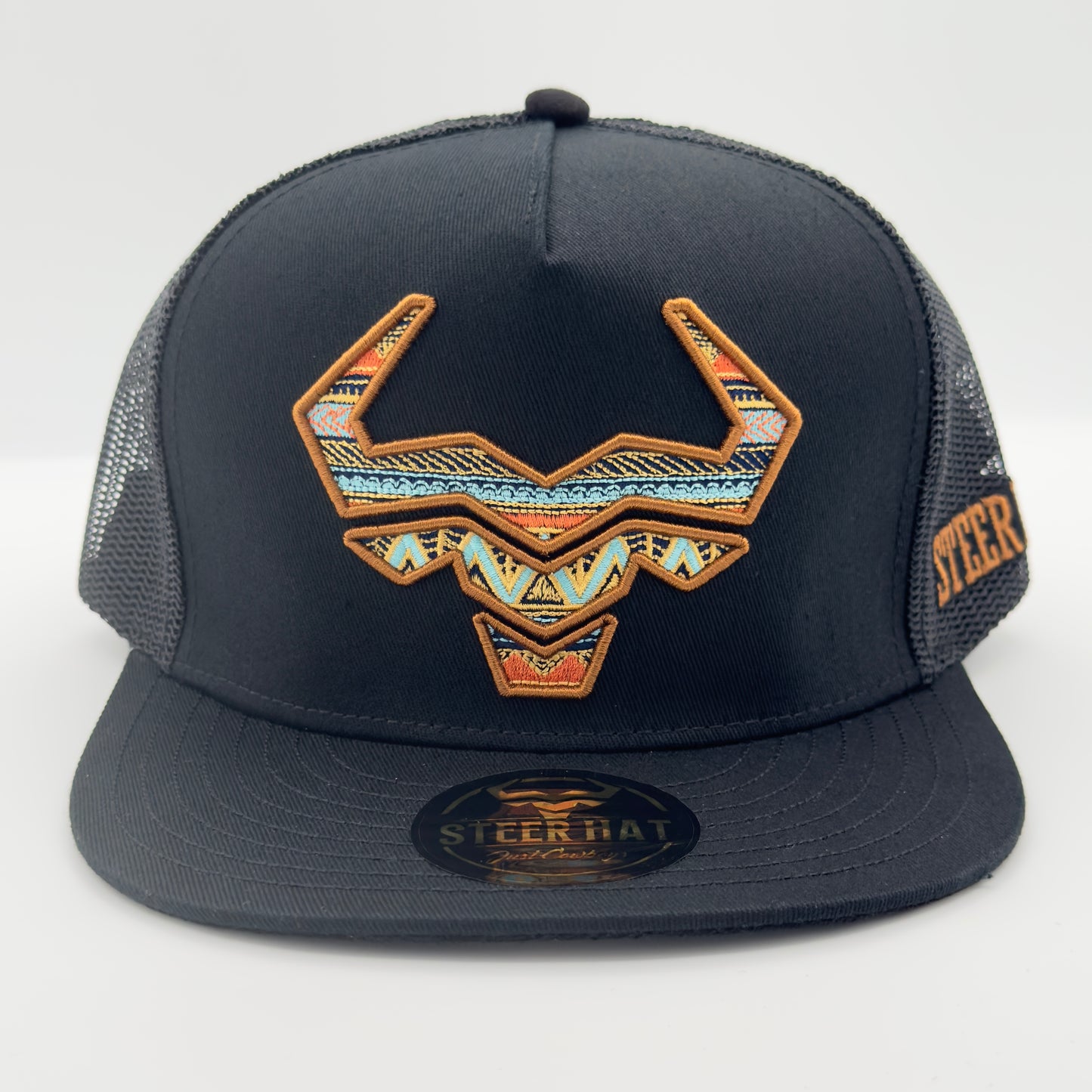 Western Style Steer Mesh Flat Cap