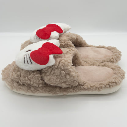 Brown Chocolate Hello Kitty Fluffy Slippers