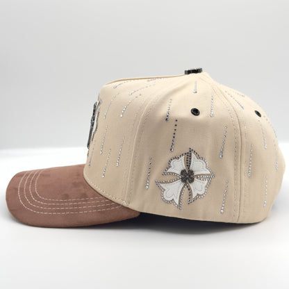 Beige/Brown Elegan Cross Semi-Curved Cap