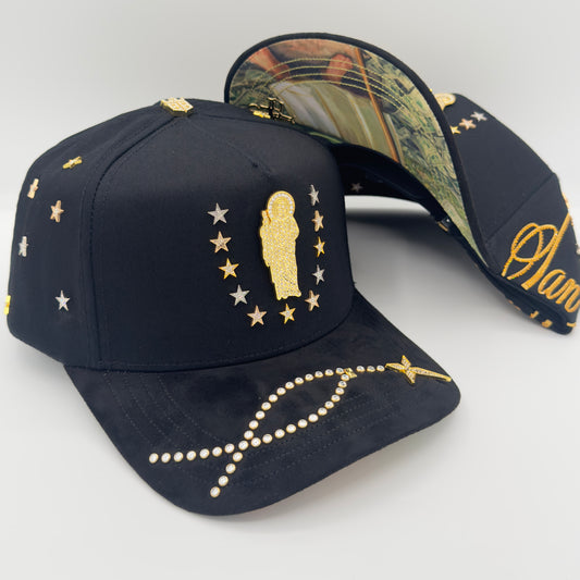 NEW Golden San Judas Luxury Diamonded Pins Semi-Curved Cap