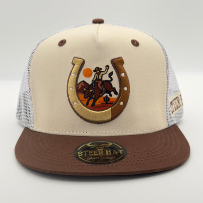 Beige/Brown Herradura Mesh Flat Cap
