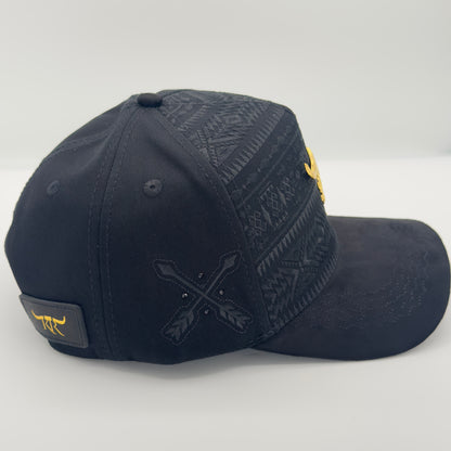 Black Rancher Gold Bull Semi-Curved Western Cap