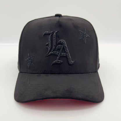 LA CITY OF STARS Diamonded Edition Luxury Black Elegant Semi-Curved Cap