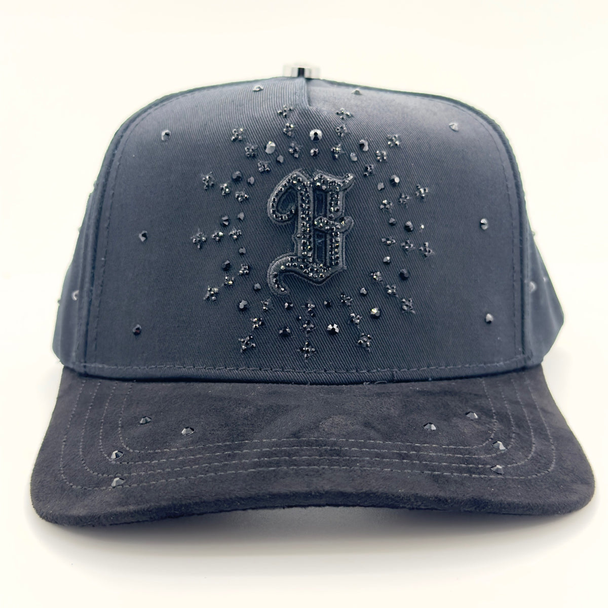 Black B Diamonded Luxury Elegant Angel Wings Cap