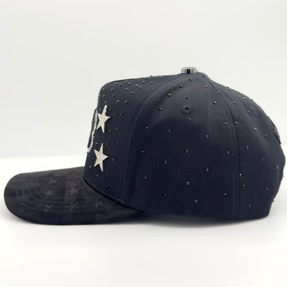 Black Diamonded B Silver Pins Anniversary Cap