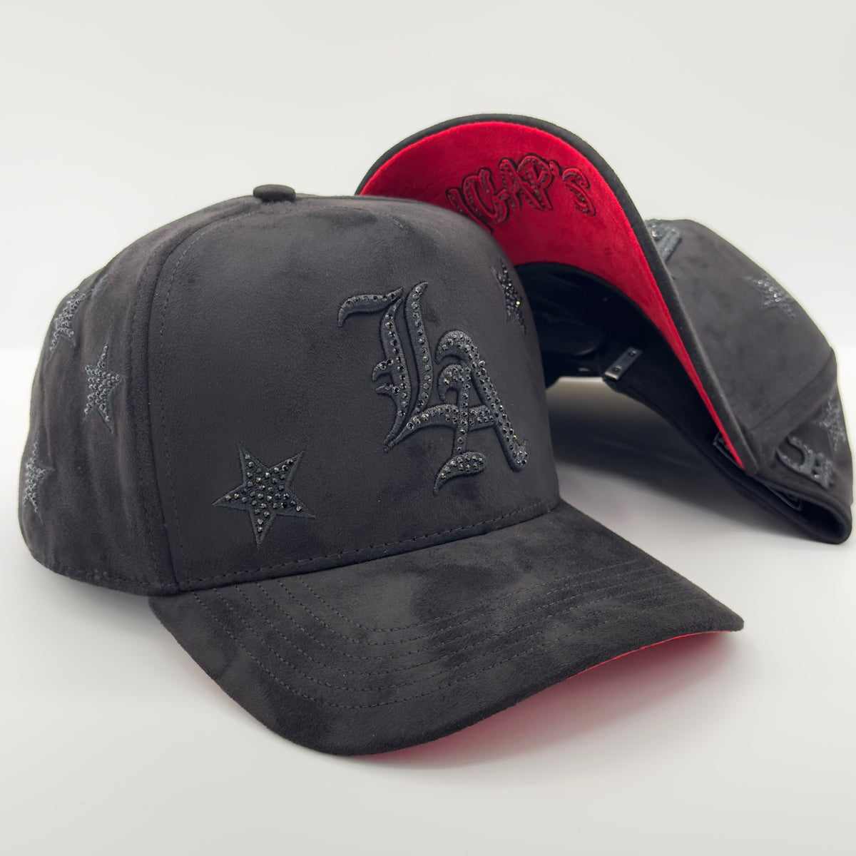 LA CITY OF STARS Diamonded Edition Luxury Black Elegant Semi-Curved Cap