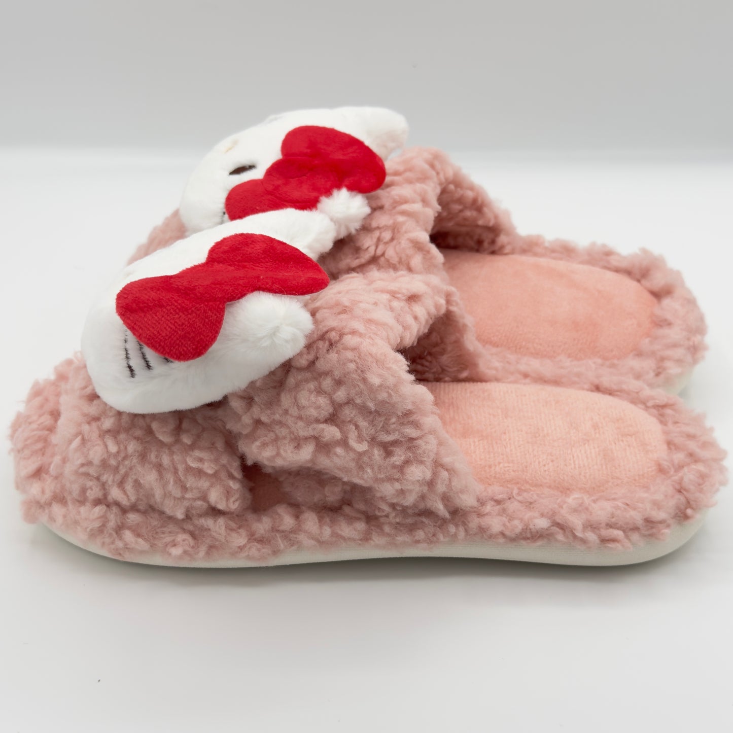 Pink Strawberry Fluffy Hello Kitty Slippers