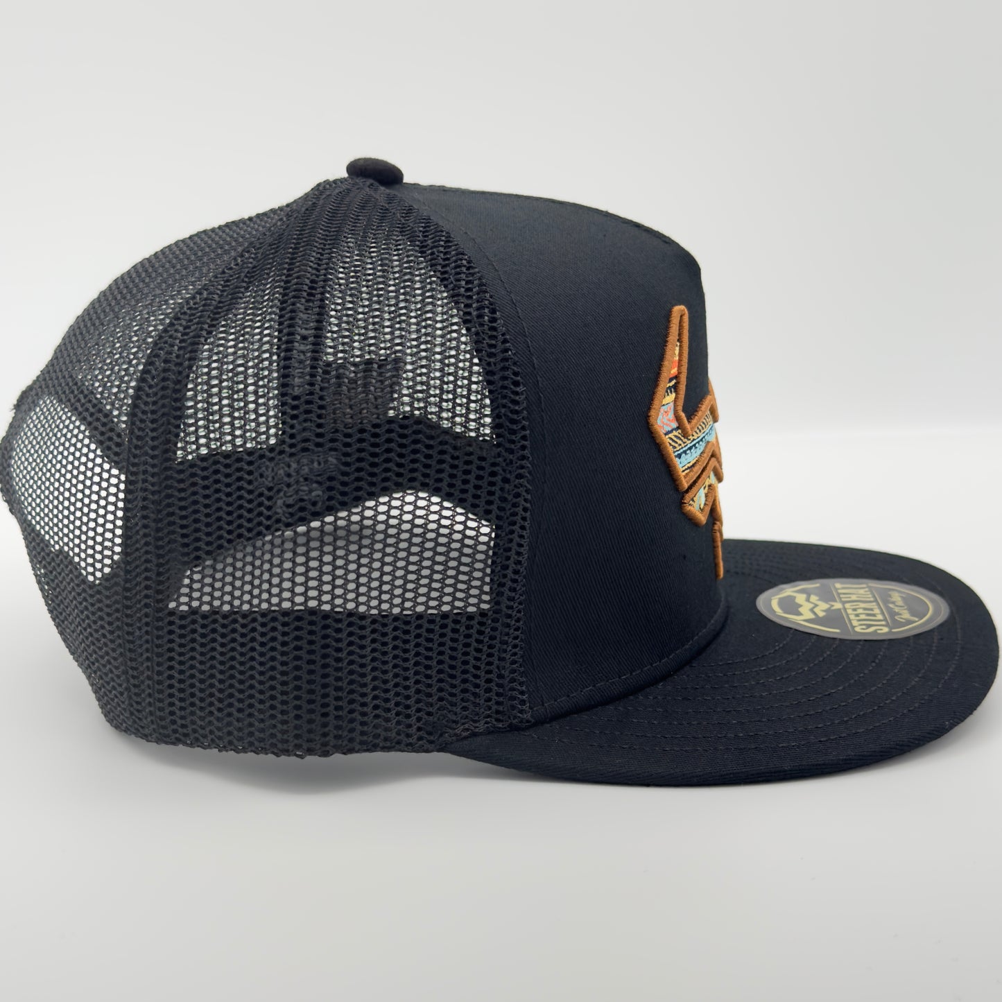 Western Style Steer Mesh Flat Cap