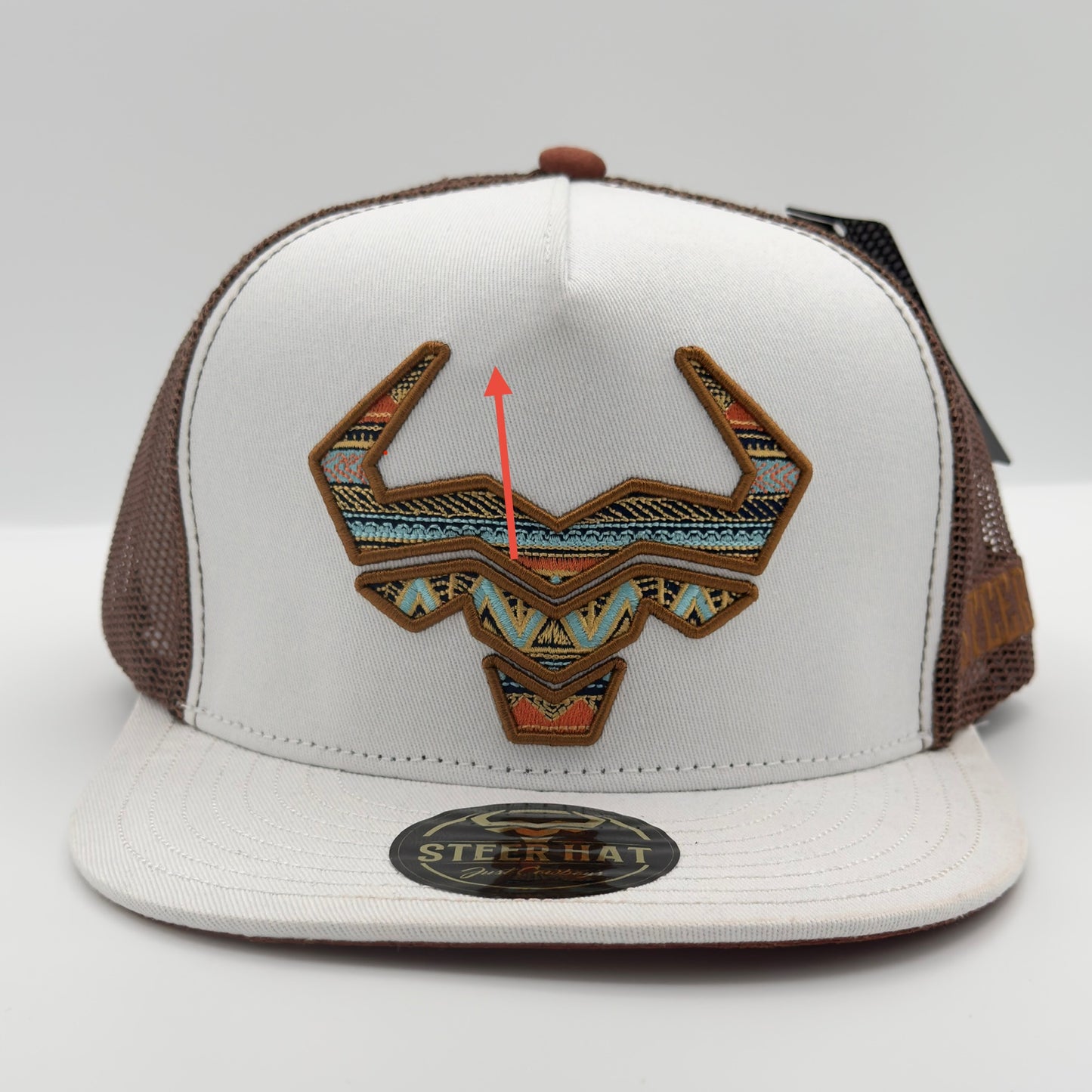 [CLEARANCE1] White Steer Mesh Flat Cap