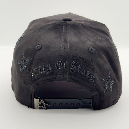 LA CITY OF STARS Diamonded Edition Luxury Black Elegant Semi-Curved Cap