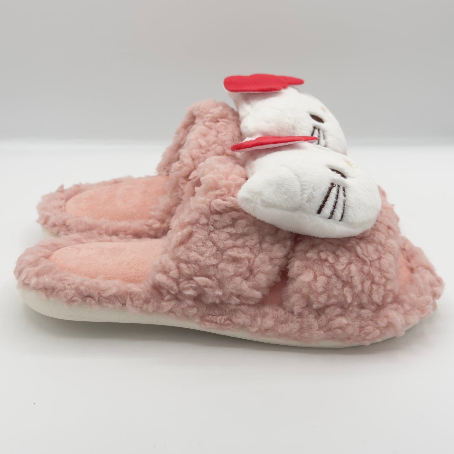 Pink Strawberry Fluffy Hello Kitty Slippers