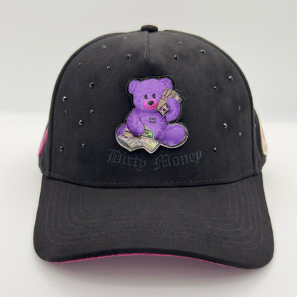 Purple Teddy Black Curved Cap