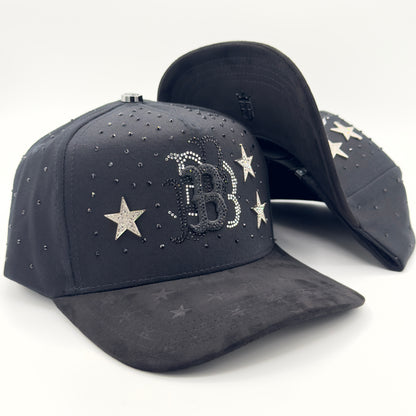 Black Diamonded B Silver Pins Anniversary Cap