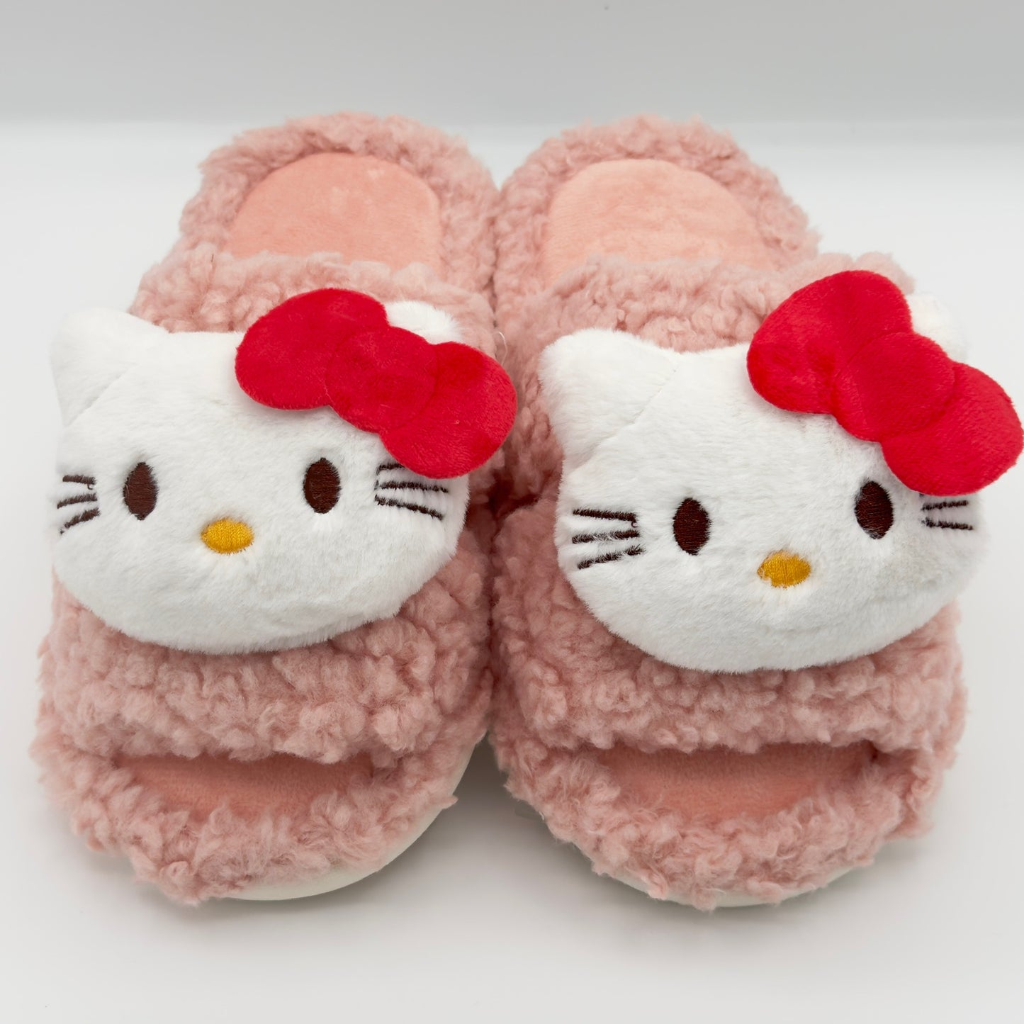 Pink Strawberry Fluffy Hello Kitty Slippers
