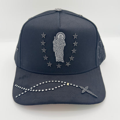 NEW Gray San Judas Luxury Diamonded Pins Semi-Curved Cap