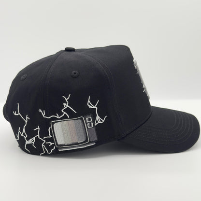 Black LA “Glitch” Fancy Elegant Semi-Curved Cap