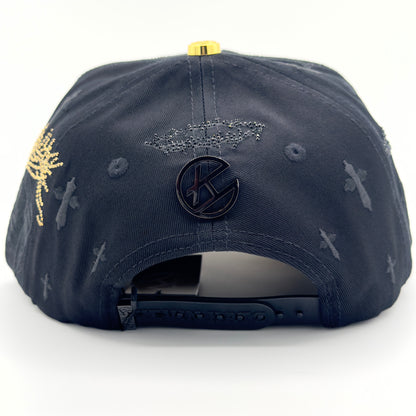 Three Golden Crosses Diamonded Lines Luxury Cap