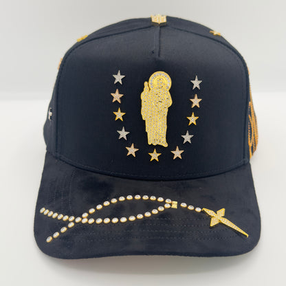 NEW Golden San Judas Luxury Diamonded Pins Semi-Curved Cap