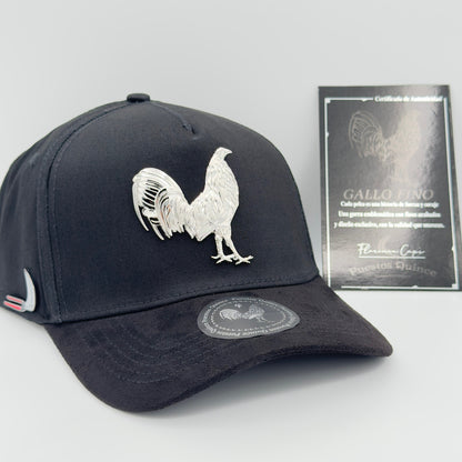 New Edition Black Silver Rooster Semi-Curved Cap