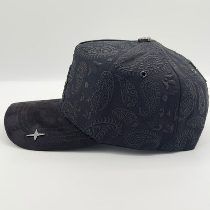 Black LA Gold Star Bandana Semi-Curved Cap