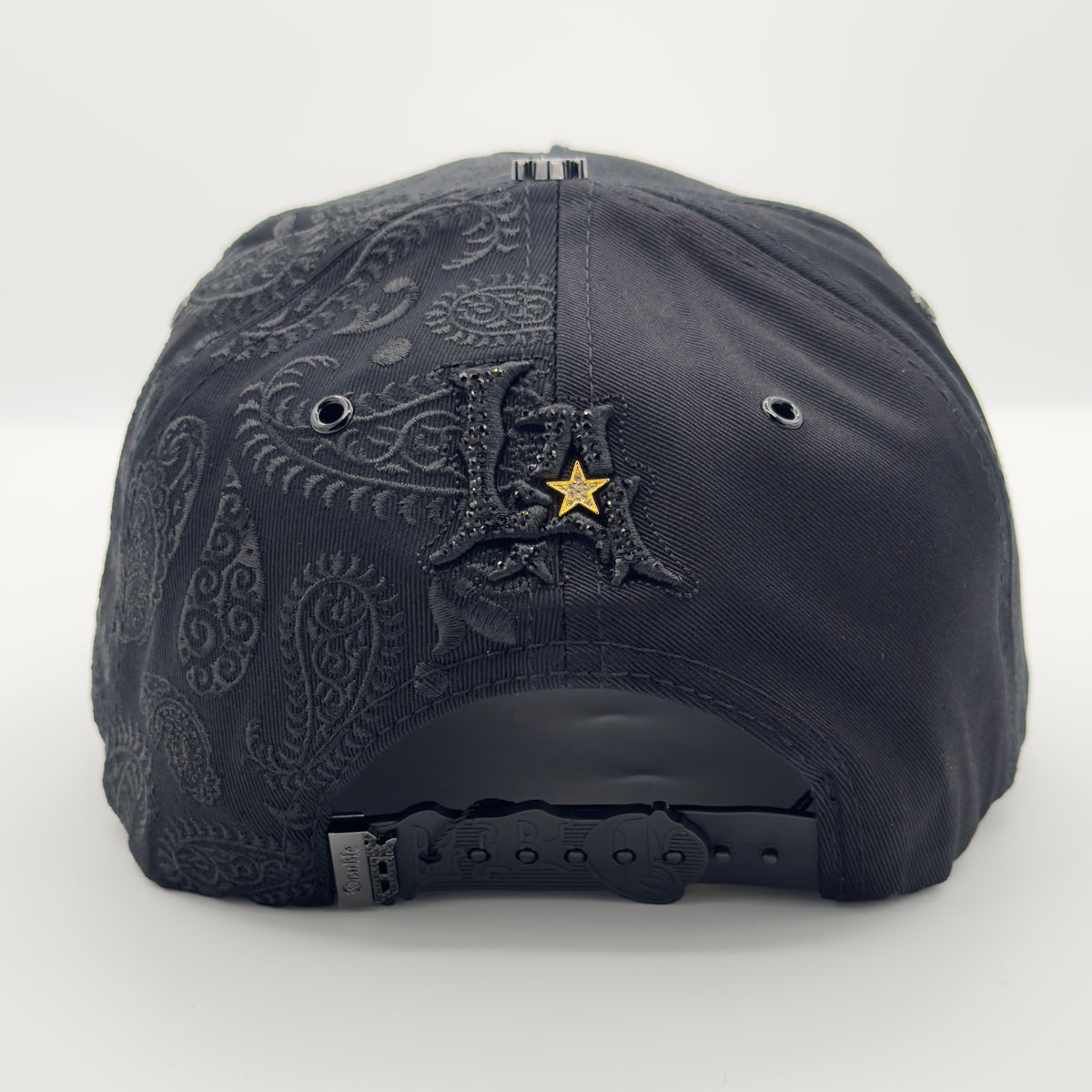 Black LA Gold Star Bandana Semi-Curved Cap