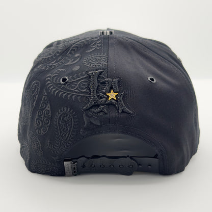 Black LA Gold Star Bandana Semi-Curved Cap