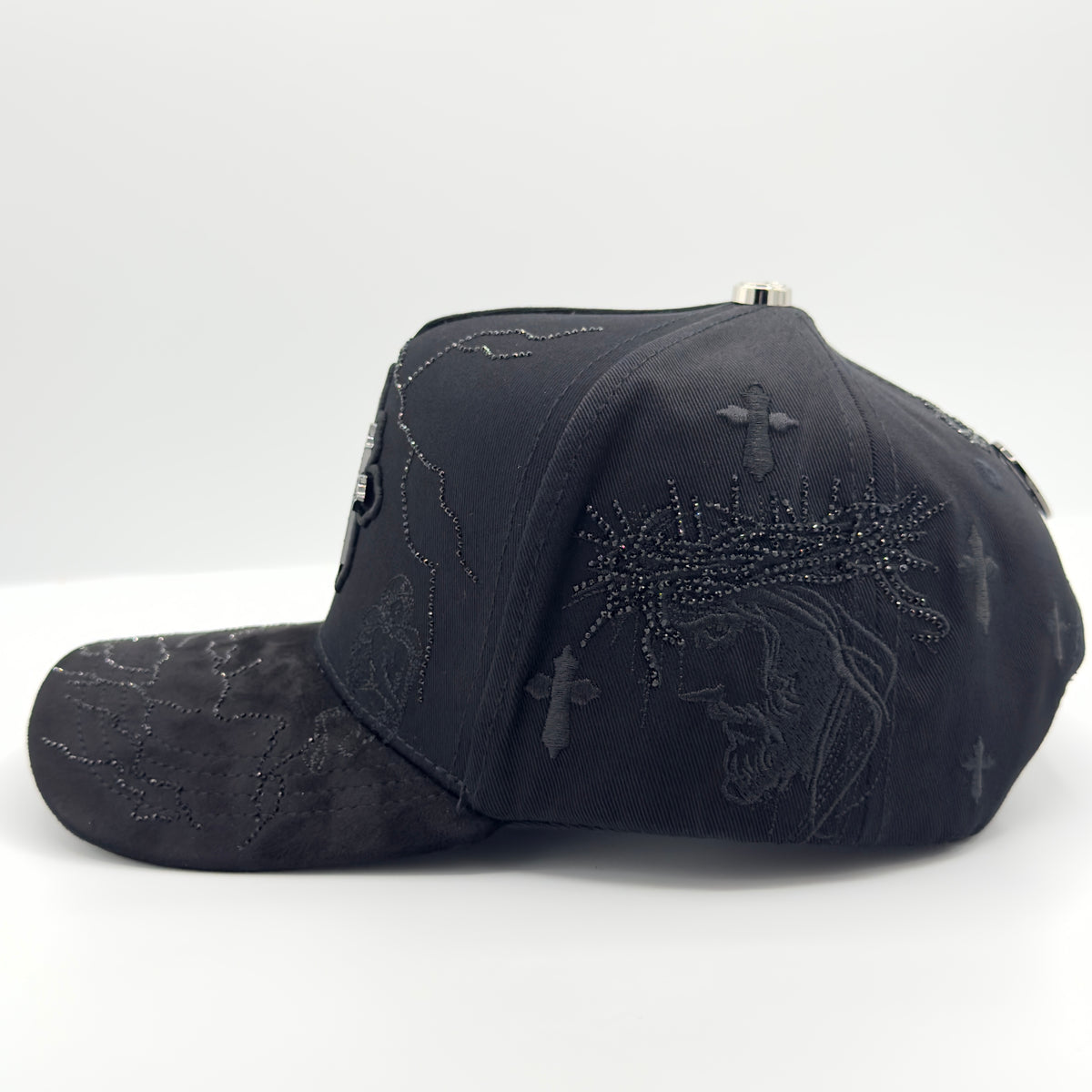 Three Crosses Semi-Curved Diamonded Cap