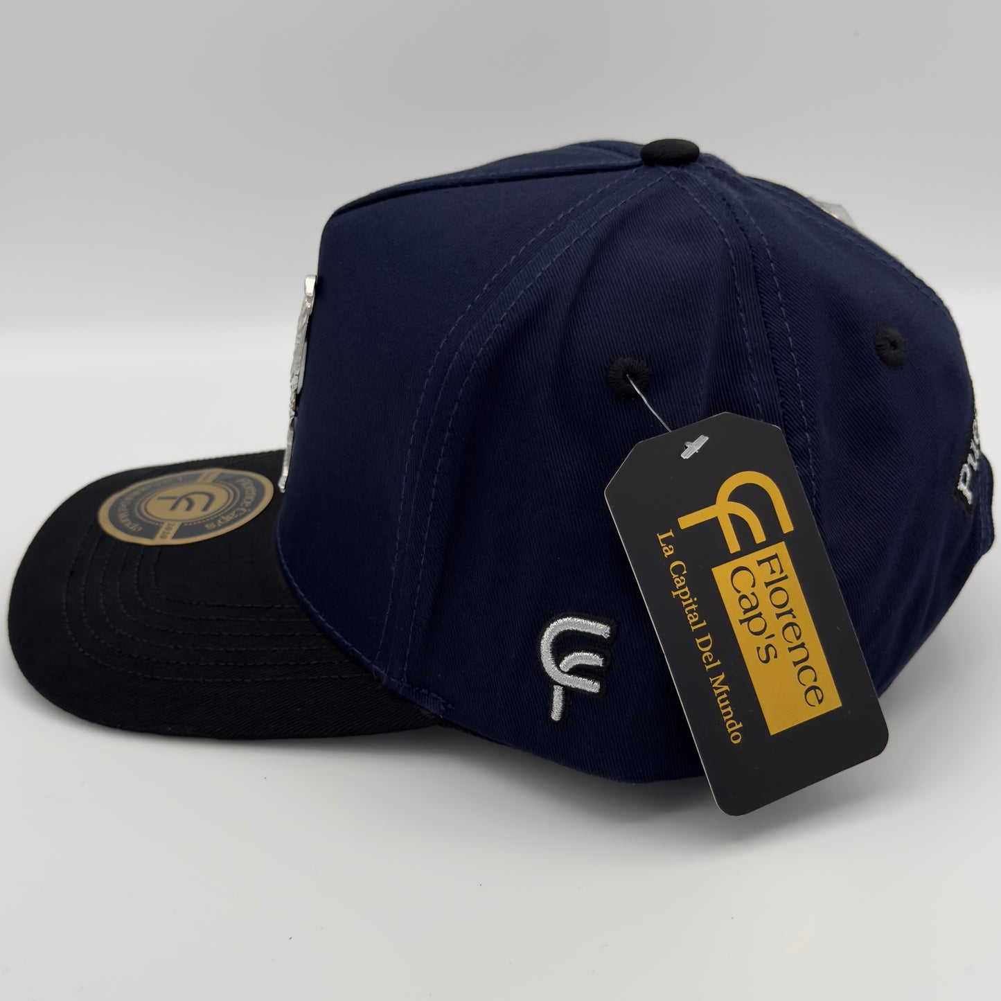 Blue Silver Rooster Semi Curved Cap