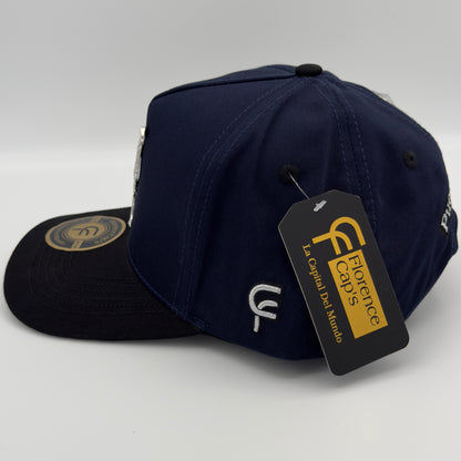 Blue Silver Rooster Semi Curved Cap