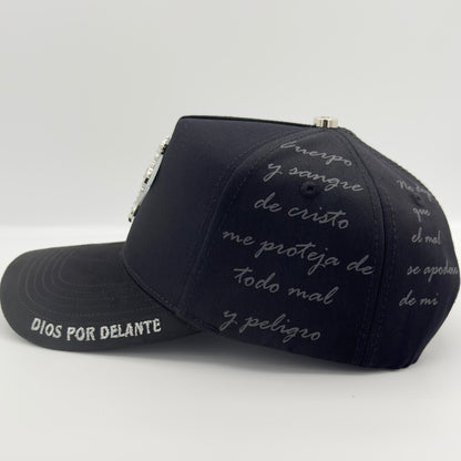 Diamond Silver Cross Semi-Curved Cap