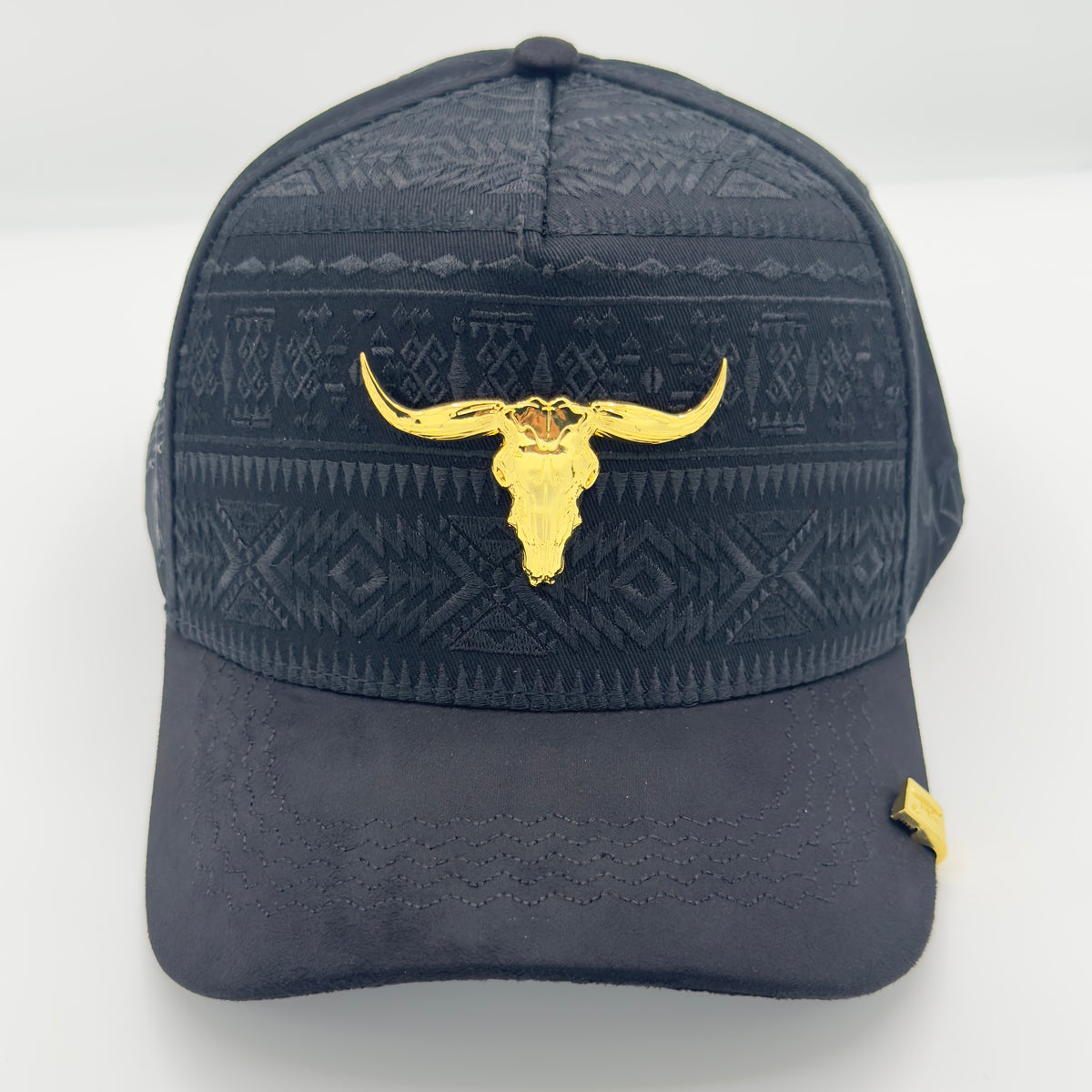 Black Rancher Gold Bull Semi-Curved Western Cap