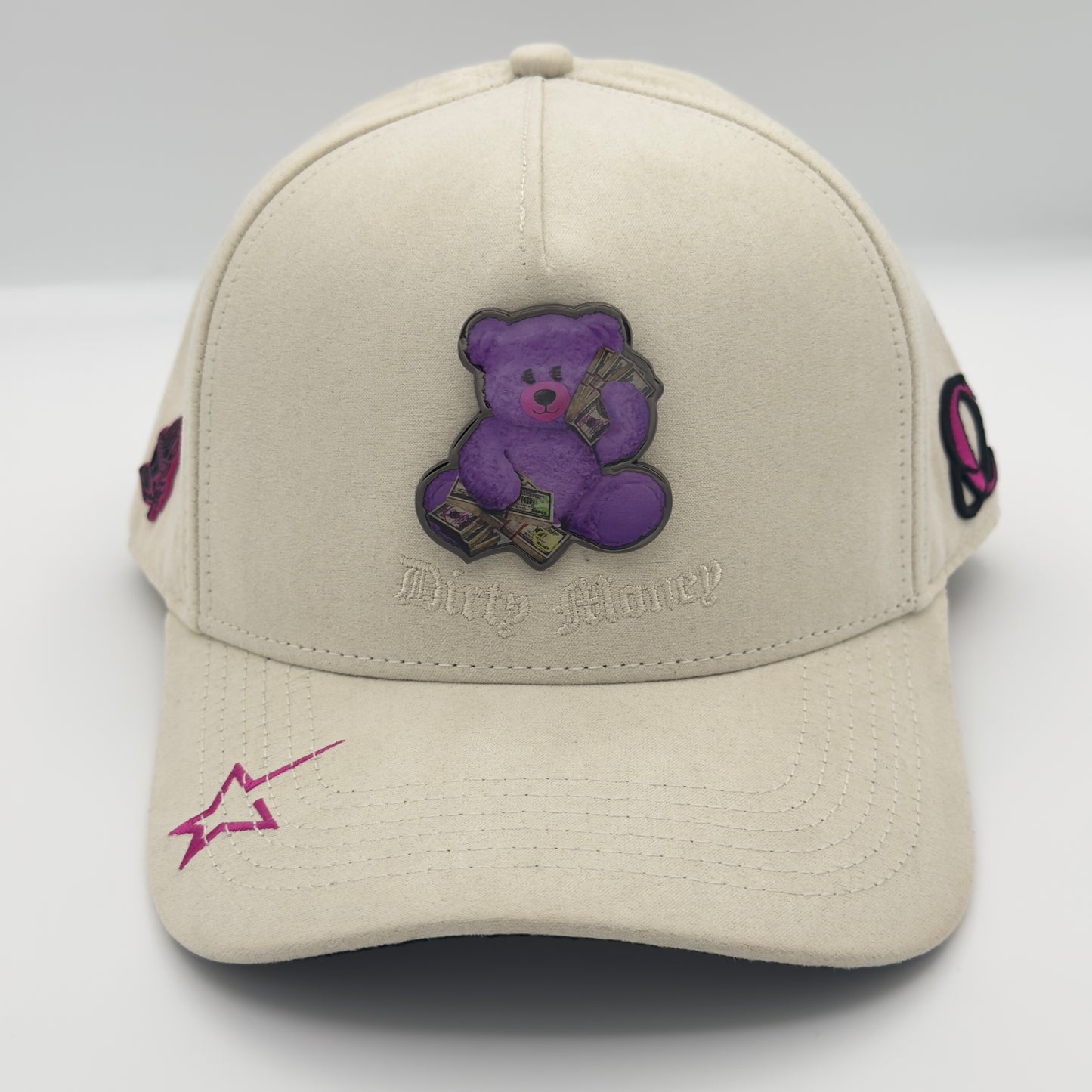 Purple Teddy Beige Curved Cap